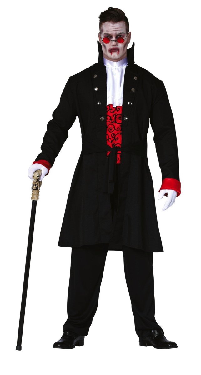 Vampir Kostüm Herren | Halloween-Kostüm mit Hemd, Weste, Jabot und Hose für Halloween- und Mottopartys
