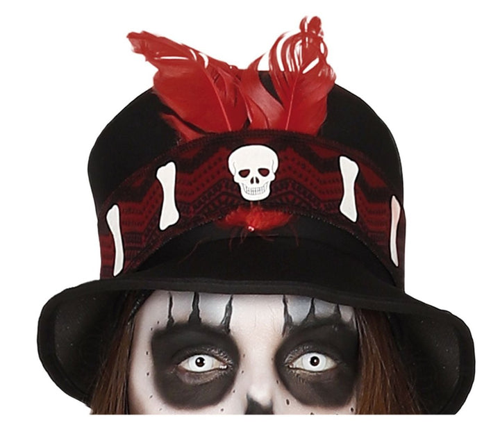 Voodoo Kostüm Damen | Halloween-Kostüm mit Jacke, Korsett, Hose und Hut für Halloween- und Mottopartys