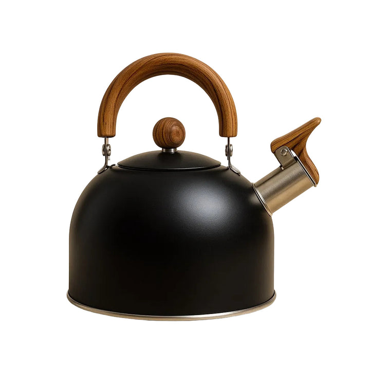 Wasserkessel 3 Liter für Induktion | Edelstahl-Flötenkessel im Retro-Design mit Pfeifton und klappbarem Griff