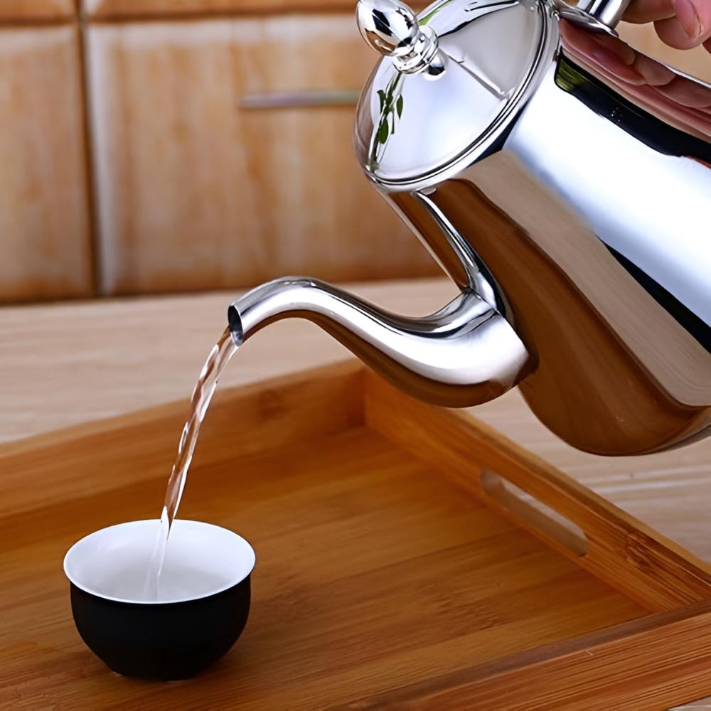 Wasserkessel mit Sieb | Edelstahl-Teekocher für Induktion, Gas, Ceran und Elektro mit 1 oder 1,5 Liter Volumen