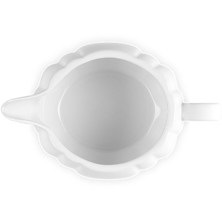 Sauciere aus Steinzeug 400 ml | Le Creuset Kürbisdesign in Weiß mit Deckel | Tropffreier Ausgießer und ergonomischer Griff