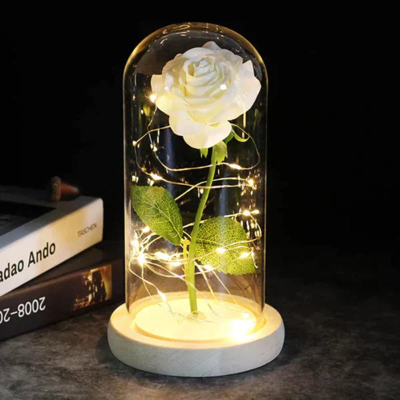 Lampada Rosa Galassia per sempre | Rosa eterna in cupola di vetro | Lampada decorativa a LED | Simbolo di amore e bellezza senza tempo