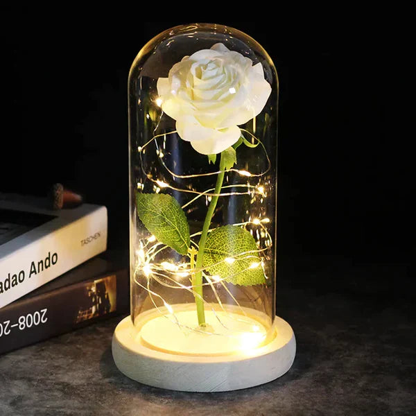 Lampada spirituale Ametista | Lampada rosa eterna in cupola di vetro | Decorazione a LED cristallo | Simbolo di amore ed energia
