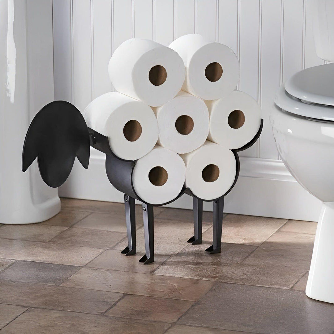 Freistehender Toilettenpapierhalter Schaf | WC-Rollenhalter für bis zu 8 Rollen | Platzsparende Badezimmer-Aufbewahrung