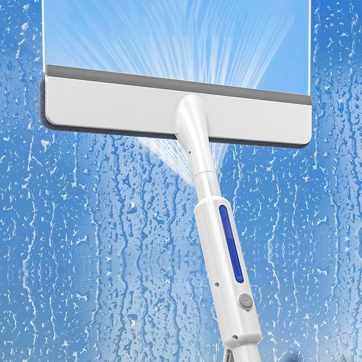 3-in-1 Fensterreiniger mit Sprühfunktion &amp; Abzieher | Teleskop-Fensterwischer mit Mikrofaserpad | Streifenfreie Reinigung