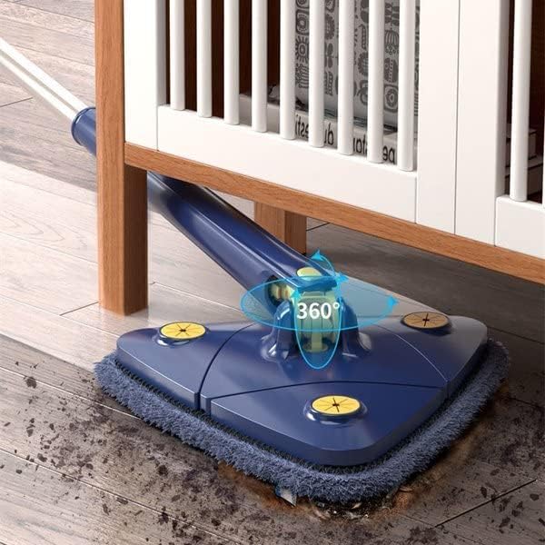 Dreieckiger Bodenwischer mit 360° Drehkopf | Mikrofaser Wischmop Set für Ecken &amp; unter Möbeln | Teleskopstiel bis 130 cm