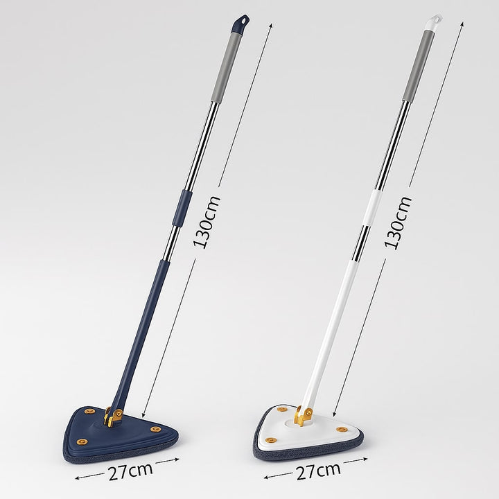 Dreieckiger Bodenwischer mit 360° Drehkopf | Mikrofaser Wischmop Set für Ecken &amp; unter Möbeln | Teleskopstiel bis 130 cm