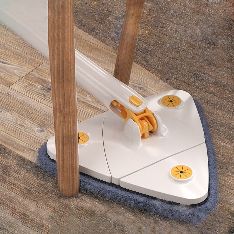 Dreieckiger Bodenwischer mit 360° Drehkopf | Mikrofaser Wischmop Set für Ecken &amp; unter Möbeln | Teleskopstiel bis 130 cm