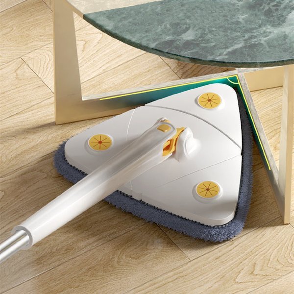 Dreieckiger Bodenwischer mit 360° Drehkopf | Mikrofaser Wischmop Set für Ecken &amp; unter Möbeln | Teleskopstiel bis 130 cm