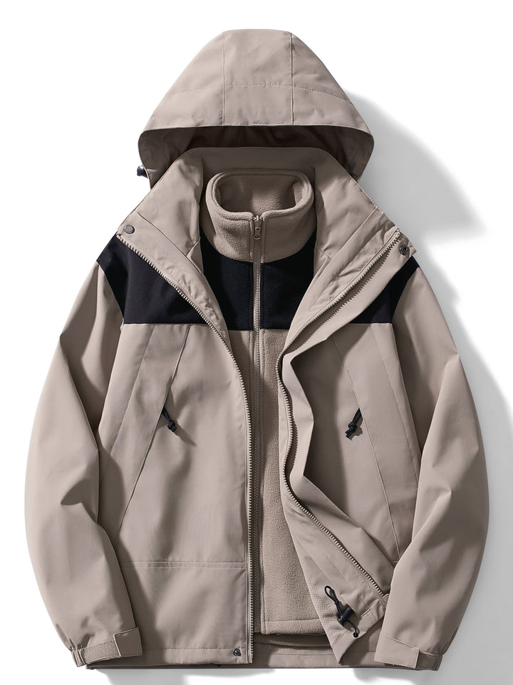 Damen 3-in-1 Fleece-Winterjacke mit Kapuze | Wasserdicht, winddicht und wärmeisolierend | Quick-Dry, Größen 32–46