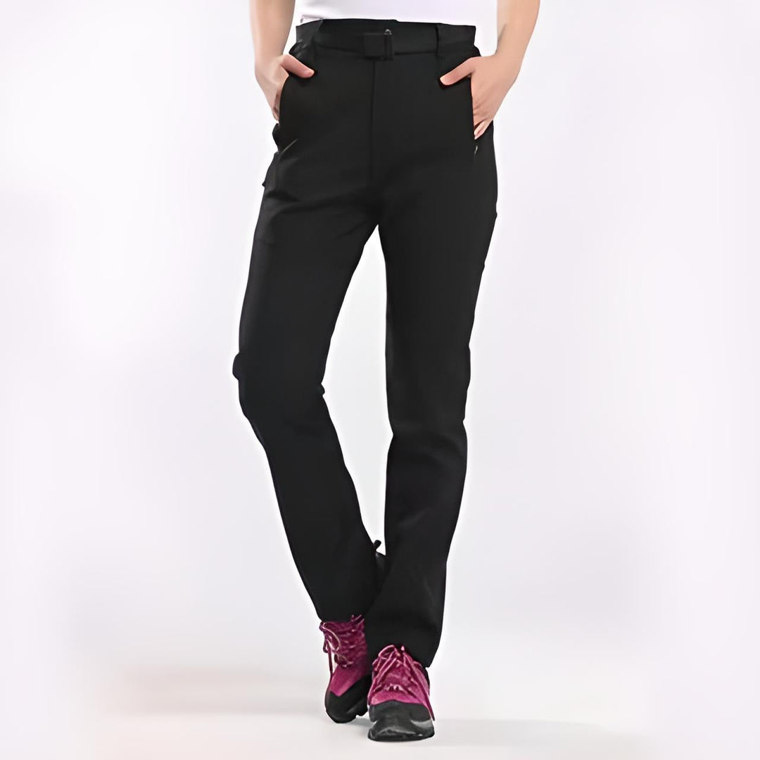 Pantalon de randonnée pour femmes | Imperméable &amp; doublé polaire | Pantalon de trekking outdoor avec poches &amp; bas de jambes élastiques