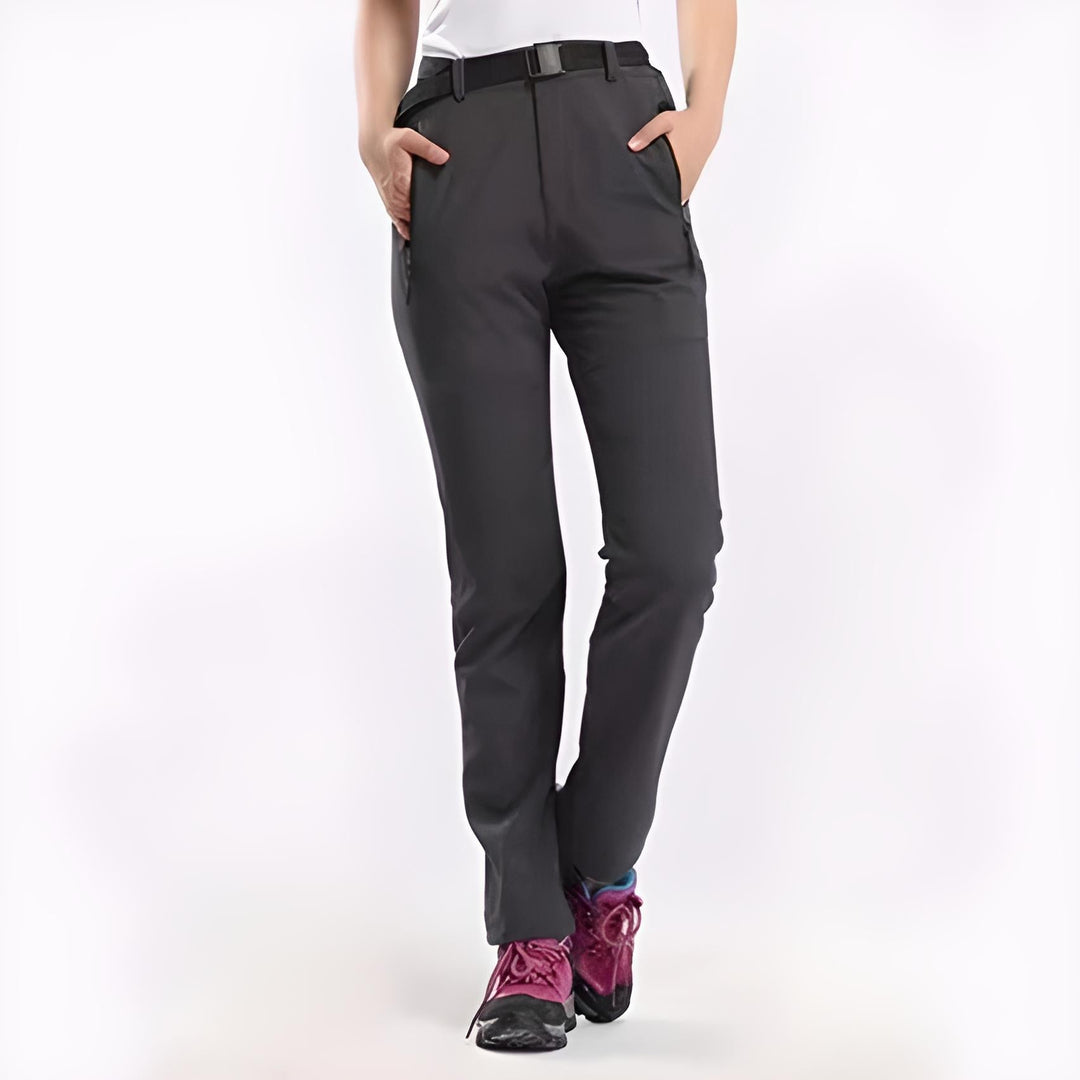 Pantalon de randonnée pour femmes | Imperméable &amp; doublé polaire | Pantalon de trekking outdoor avec poches &amp; bas de jambes élastiques