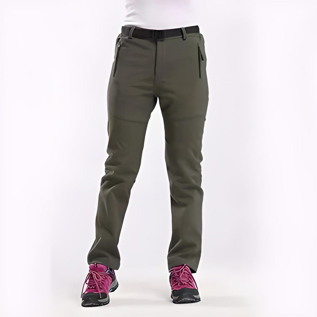 Pantalon de randonnée pour femmes | Imperméable &amp; doublé polaire | Pantalon de trekking outdoor avec poches &amp; bas de jambes élastiques