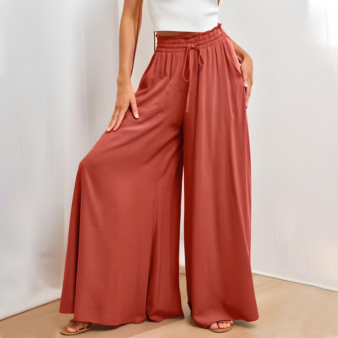Damen Freizeithose mit hoher Taille | Leichter, fließender Stoff &amp; bequemer Sitz | Elegant für Alltag, Büro &amp; Reisen