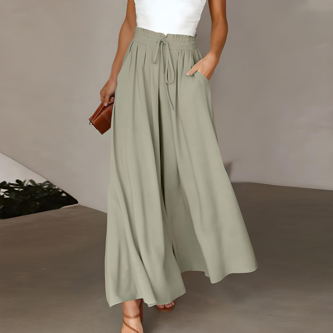 Damen Freizeithose mit hoher Taille | Leichter, fließender Stoff &amp; bequemer Sitz | Elegant für Alltag, Büro &amp; Reisen