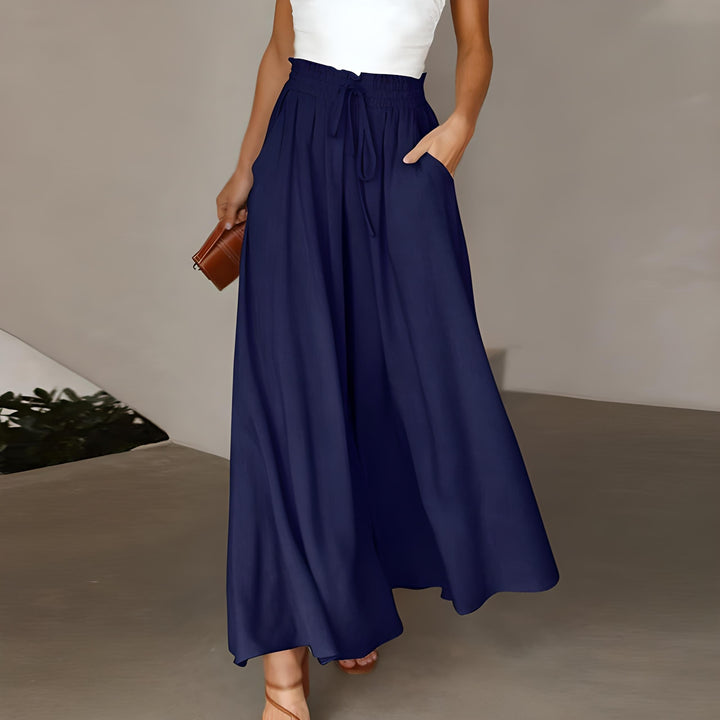 Damen Freizeithose mit hoher Taille | Leichter, fließender Stoff &amp; bequemer Sitz | Elegant für Alltag, Büro &amp; Reisen