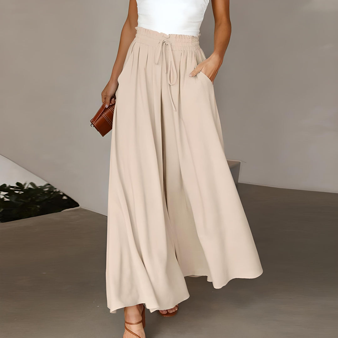 Damen Freizeithose mit hoher Taille | Leichter, fließender Stoff &amp; bequemer Sitz | Elegant für Alltag, Büro &amp; Reisen