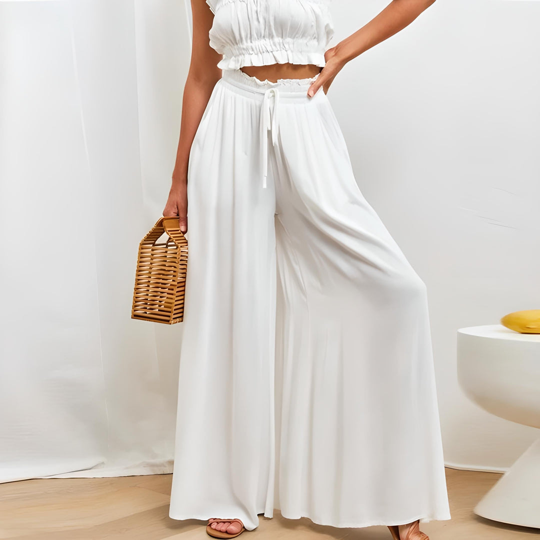 Damen Freizeithose mit hoher Taille | Leichter, fließender Stoff &amp; bequemer Sitz | Elegant für Alltag, Büro &amp; Reisen