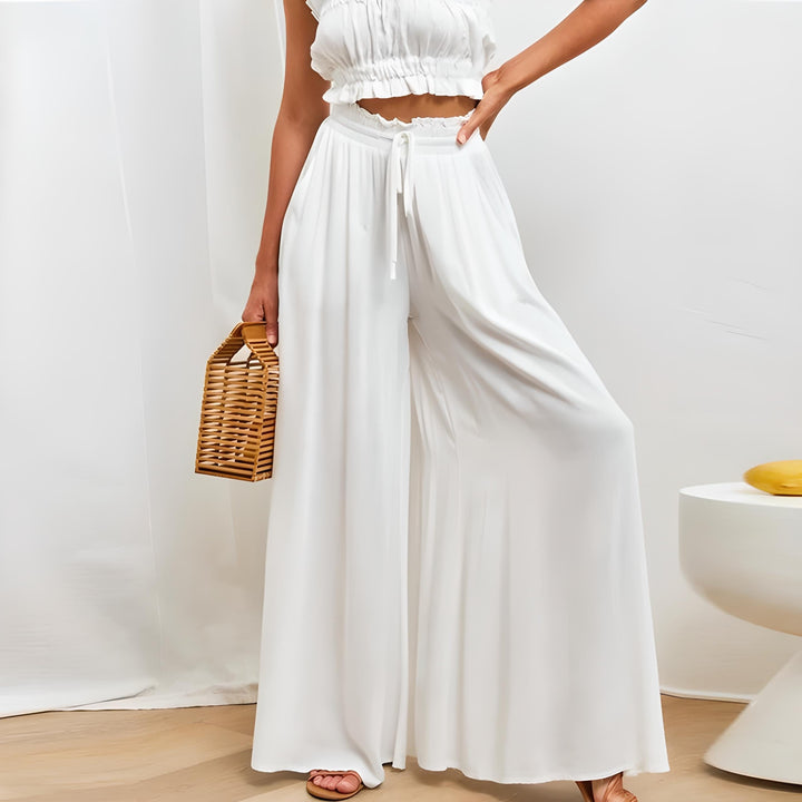 Damen Freizeithose mit hoher Taille | Leichter, fließender Stoff &amp; bequemer Sitz | Elegant für Alltag, Büro &amp; Reisen